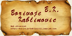 Borivoje Kablinović vizit kartica